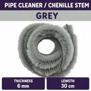 Pipecleaner/Chenille Stem 6mm (40pcs/Pack） - Grey