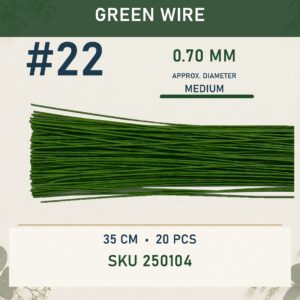 Craft Wire 35cm (20Pcs) - Green Wire #22, #22