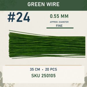 Craft Wire 35cm (20Pcs) - Green Wire #24, #24