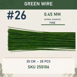 Craft Wire 35cm (20Pcs) - Green Wire #26, #26