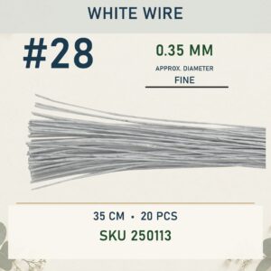 Craft Wire 35cm (20Pcs) - White Wire #28, #28