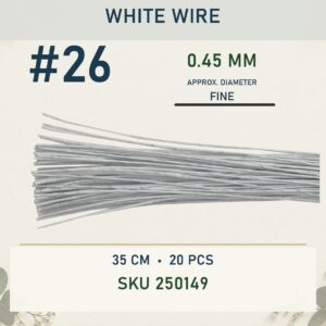 Craft Wire 35cm (20Pcs) - White Wire #26, #26