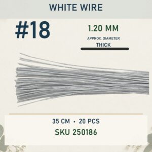 Craft Wire 35cm (20Pcs) - White Wire #18, #18