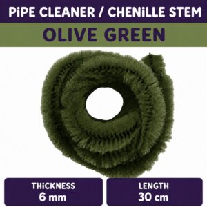 Pipecleaner/Chenille Stem 6mm (40pcs/Pack） - Olive Green