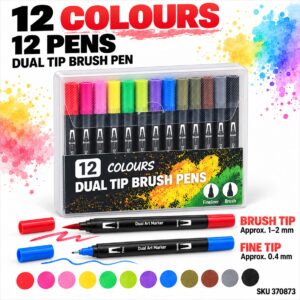Dual Tip Brush Pen - 12 Colours