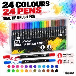Dual Tip Brush Pen - 24 Colours