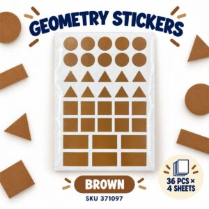 Geometry Sticker (36Pcs X 4 Sheets) - Brown