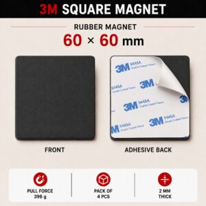 3M Square Magnet - 60mm x 4pcs