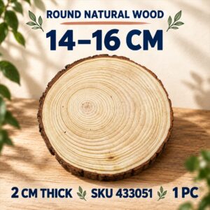 Round Natural Wood 2cm Thick - 14cm - 16cm