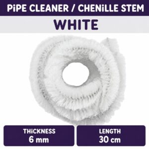 Pipecleaner/Chenille Stem 6mm (40pcs/Pack） - White