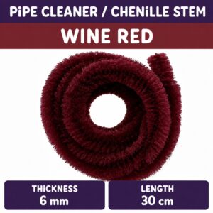 Pipecleaner/Chenille Stem 6mm (40pcs/Pack） - Wine Red