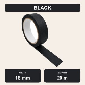 Colourful Masking Tape 20m - Black, 18mm