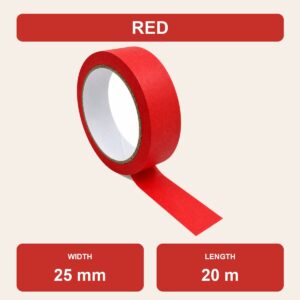 Colourful Masking Tape 20m - Red, 25mm