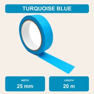 Colourful Masking Tape 20m - Turquoise Blue, 25mm