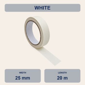 Colourful Masking Tape 20m - White, 25mm