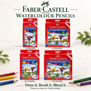 Faber-Castell watercolour pencils in 12, 24, 36 and 48 colour retail packs