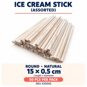Ice Cream Stick (50pcs) - Round Stick