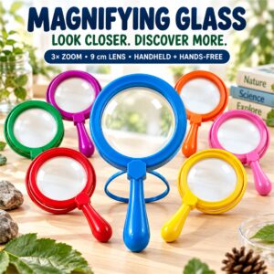 Magnifying Glass in seven colours with 3x zoom and 9cm acrylic lens