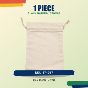 Canvas Drawstring Pouch  (15cm x 19cm) - 1 piece