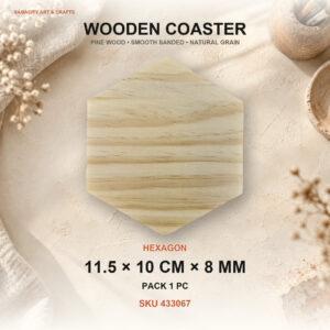 Wooden Coaster - Hexagon 11.5cm x 10cm x 8mm