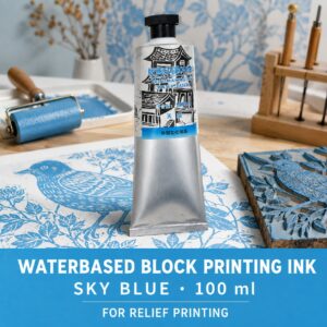 Waterbased Block Printing Ink 100ml - Sky Blue