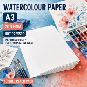Watercolour Paper A3/A4/A5 - Hot Pressed 200gsm, A3