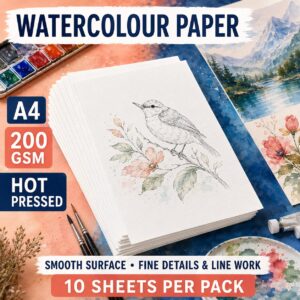 Watercolour Paper A3/A4/A5 - Hot Pressed 200gsm, A4
