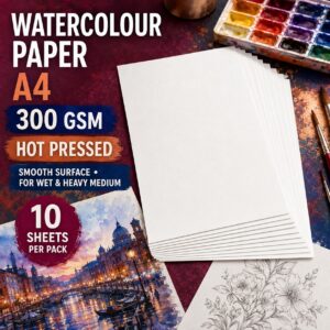 Watercolour Paper A3/A4/A5 - Hot Pressed 300gsm, A4