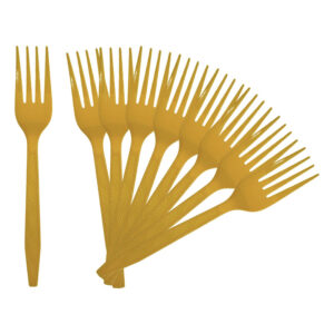Plastic Fork & Spoon (10pcs/pack) - Gold, Fork