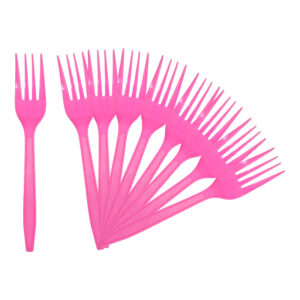 Plastic Fork & Spoon (10pcs/pack) - Pink, Fork
