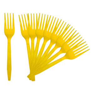 Plastic Fork & Spoon (10pcs/pack) - Yellow, Fork
