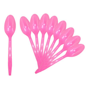 Plastic Fork & Spoon (10pcs/pack) - Pink, Spoon