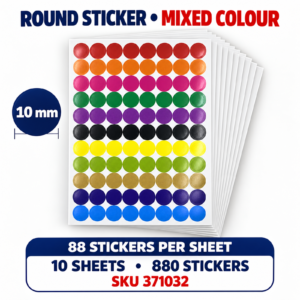 Round Sticker Mixed Colour - 10MM x 880 stickers