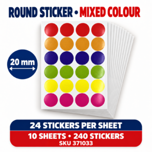 Round Sticker Mixed Colour - 20MM x 240 stickers