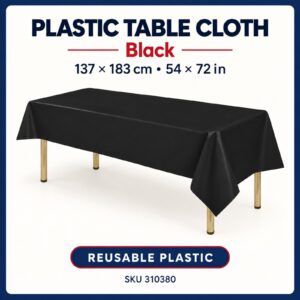 Plastic Table Cloth (137cm x 183cm) - Black