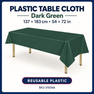 Plastic Table Cloth (137cm x 183cm) - Dark Green