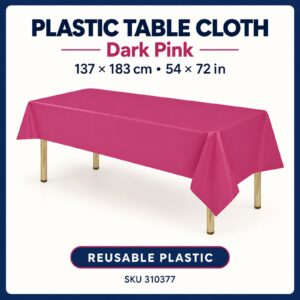 Plastic Table Cloth (137cm x 183cm) - Dark Pink