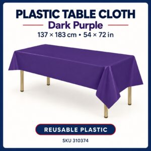 Plastic Table Cloth (137cm x 183cm) - Dark Purple