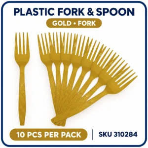 Plastic Fork & Spoon (10pcs/pack) - Gold, Fork
