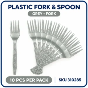 Plastic Fork & Spoon (10pcs/pack) - Grey, Fork