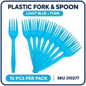 Plastic Fork & Spoon (10pcs/pack) - Light Blue, Fork