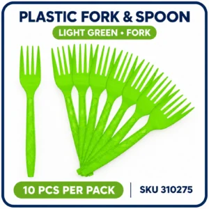 Plastic Fork & Spoon (10pcs/pack) - Light Green, Fork