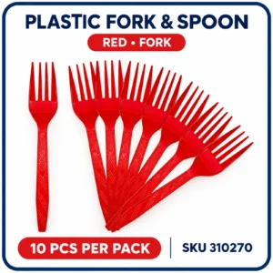 Plastic Fork & Spoon (10pcs/pack) - Red, Fork