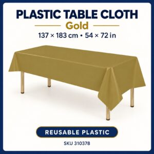Plastic Table Cloth (137cm x 183cm) - Gold