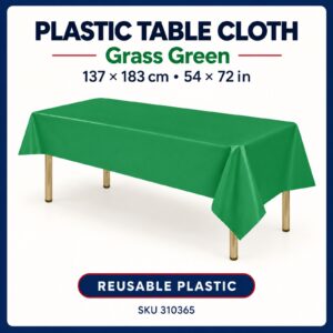 Plastic Table Cloth (137cm x 183cm) - Grass Green