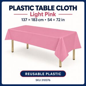 Plastic Table Cloth (137cm x 183cm) - Light Pink