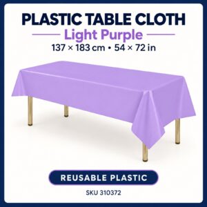 Plastic Table Cloth (137cm x 183cm) - Light Purple