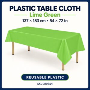 Plastic Table Cloth (137cm x 183cm) - Lime Green
