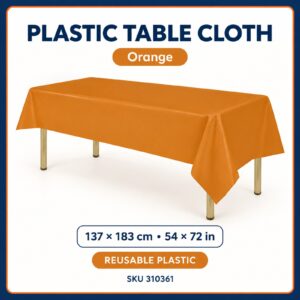 Plastic Table Cloth (137cm x 183cm) - Orange