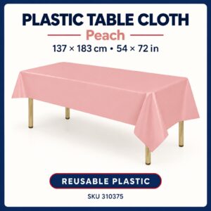 Plastic Table Cloth (137cm x 183cm) - Peach
